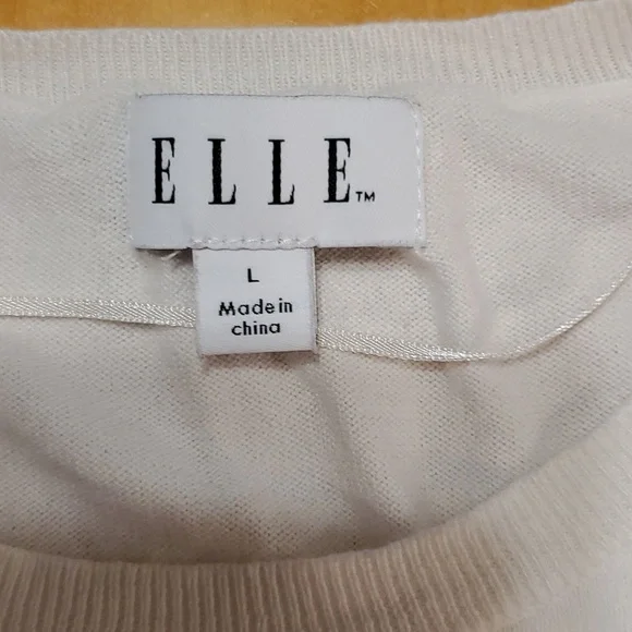 🖤🙌 HP 🙌🖤Elle Lace Embellished Crew Sweater, Lg cream color w/ black lace; - Picture 6 of 9